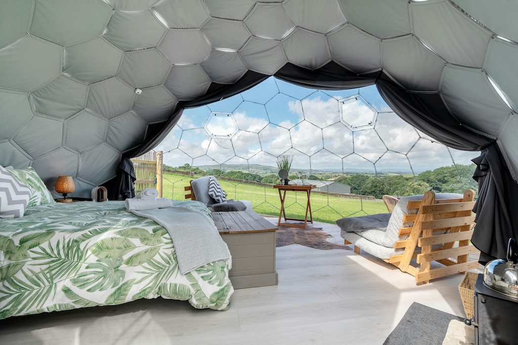 Pinhaw Beacon Dome with a wood-fired hot tub
